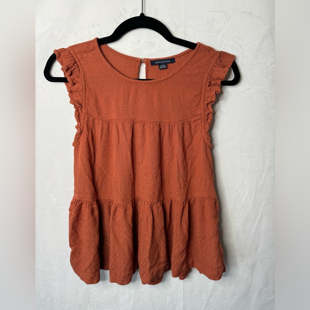 AMERICAN EAGLE ORANGE PEPLUM TANK TOP